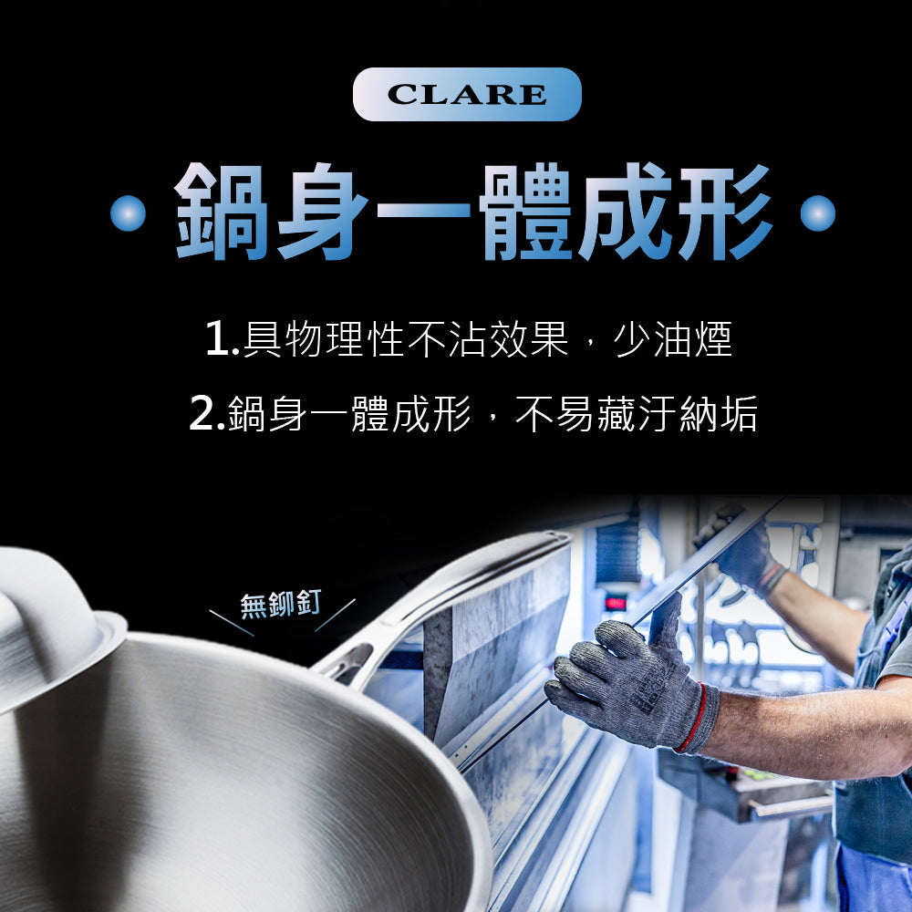 Le idea 樂德兒│CLARE 晶鑽 316不鏽鋼 七層 複合金 炒鍋 附蓋