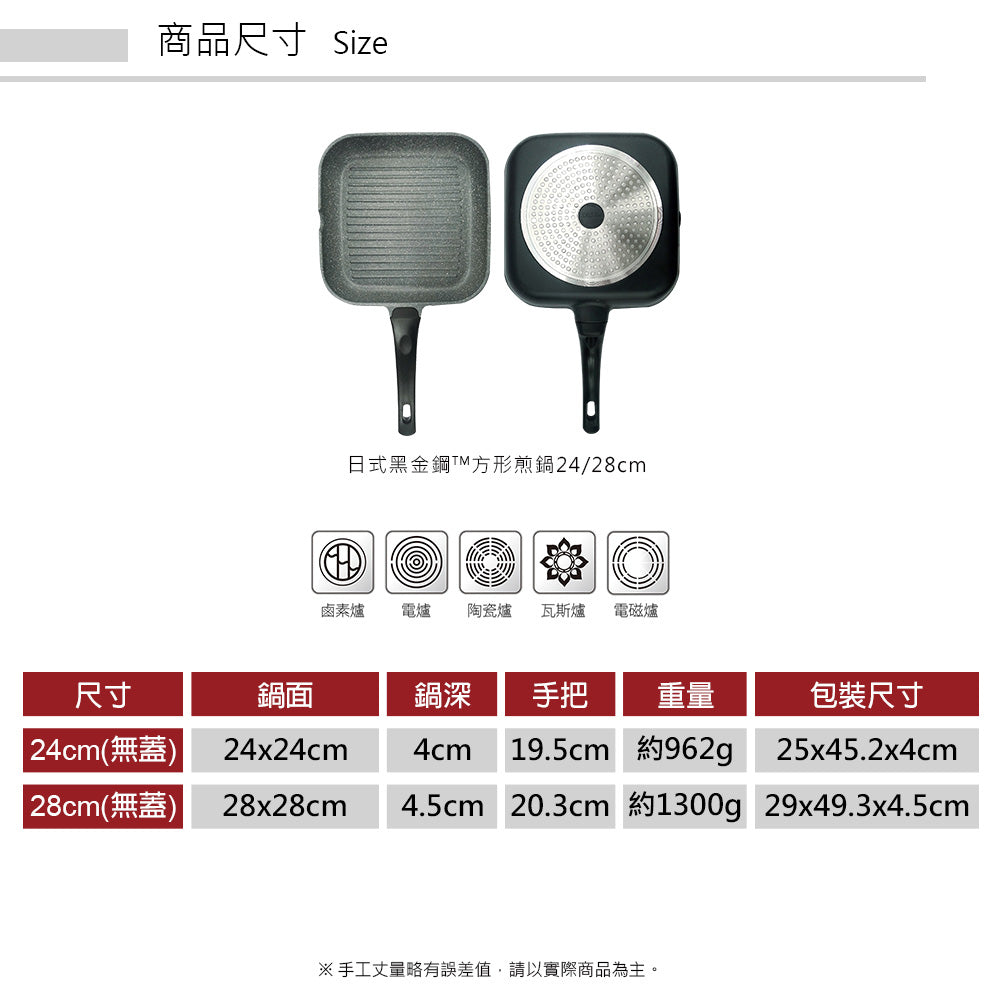 Le idea 樂德兒│PERFECT 理想牌 日式 黑金鋼 方形 煎鍋 平底鍋 不沾鍋 IH 無蓋