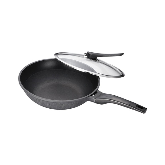 Le idea│PERFECT Japanese-style black gold steel wok non-stick wok with lid