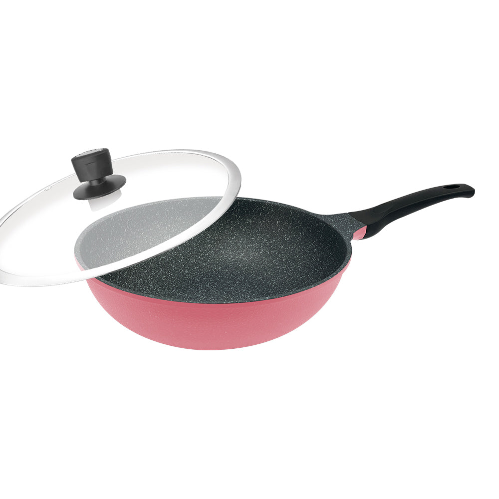 Le idea│PERFECT Korean crystal diamond non-stick deep wok with lid