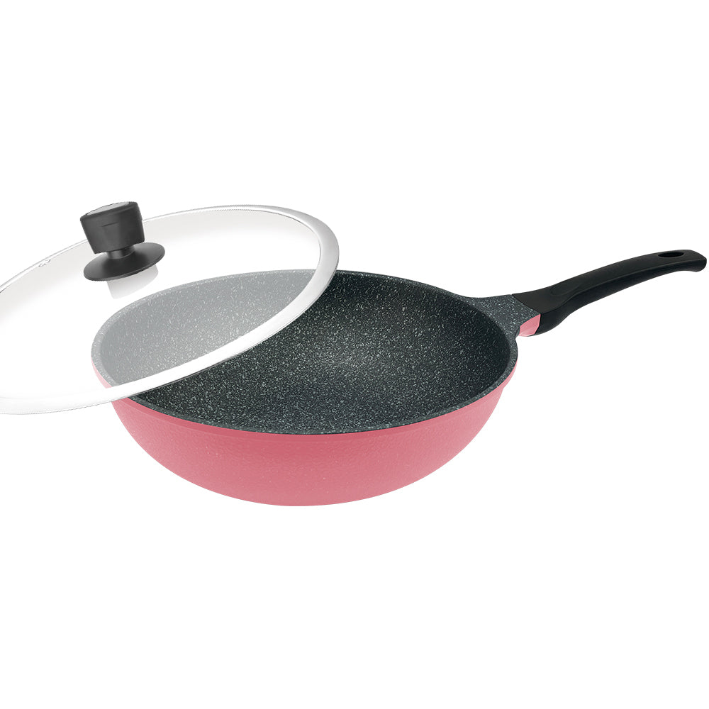 Le idea│PERFECT Korean crystal diamond non-stick deep wok with lid