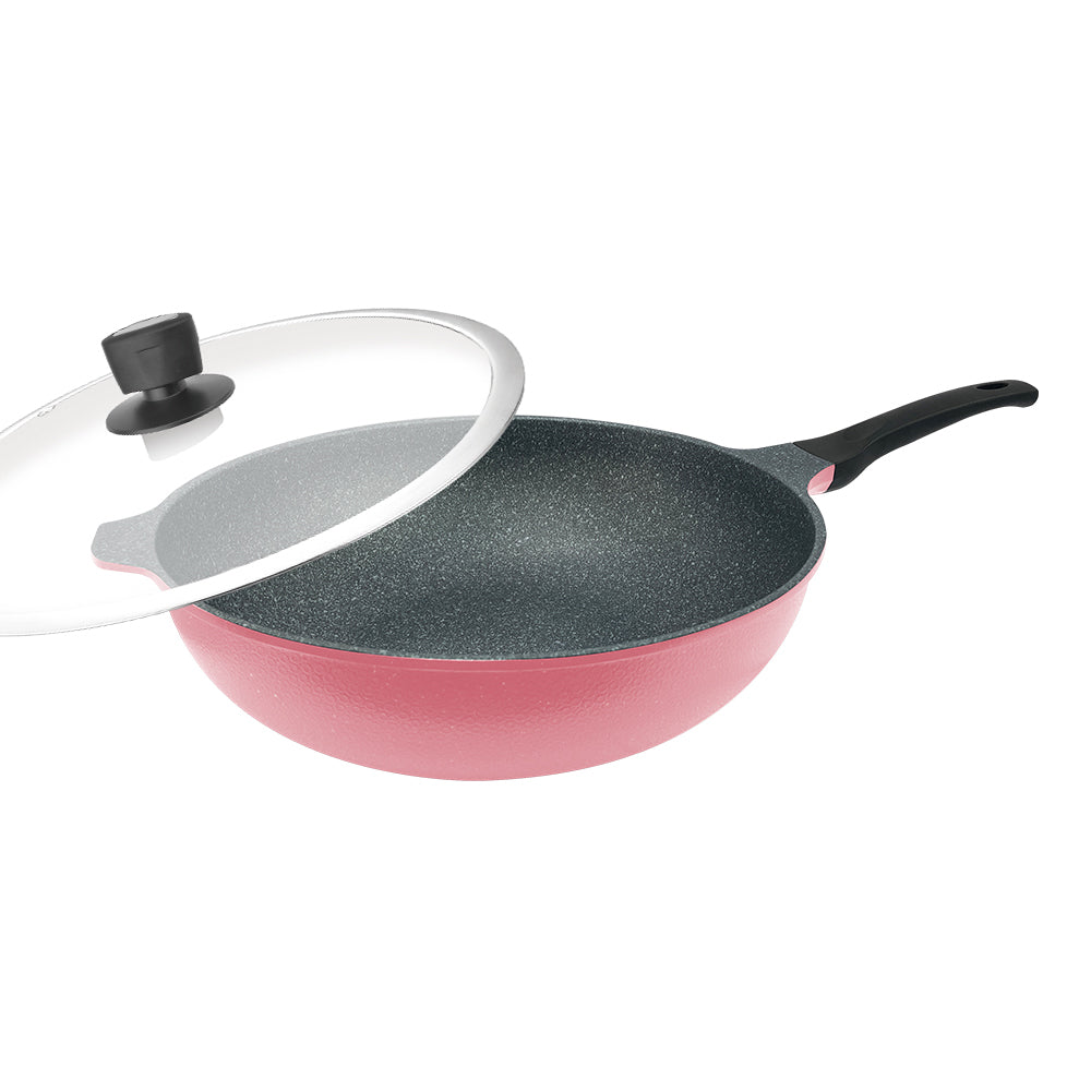 Le idea│PERFECT Korean crystal diamond non-stick deep wok with lid